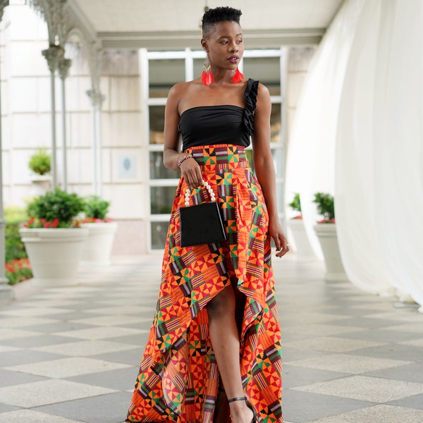 African Print High Low Skirt, High Low Skirt, African Skirt, Ankara High Low Skirt, African Fashion, Women's Clothing, Kente Skirt