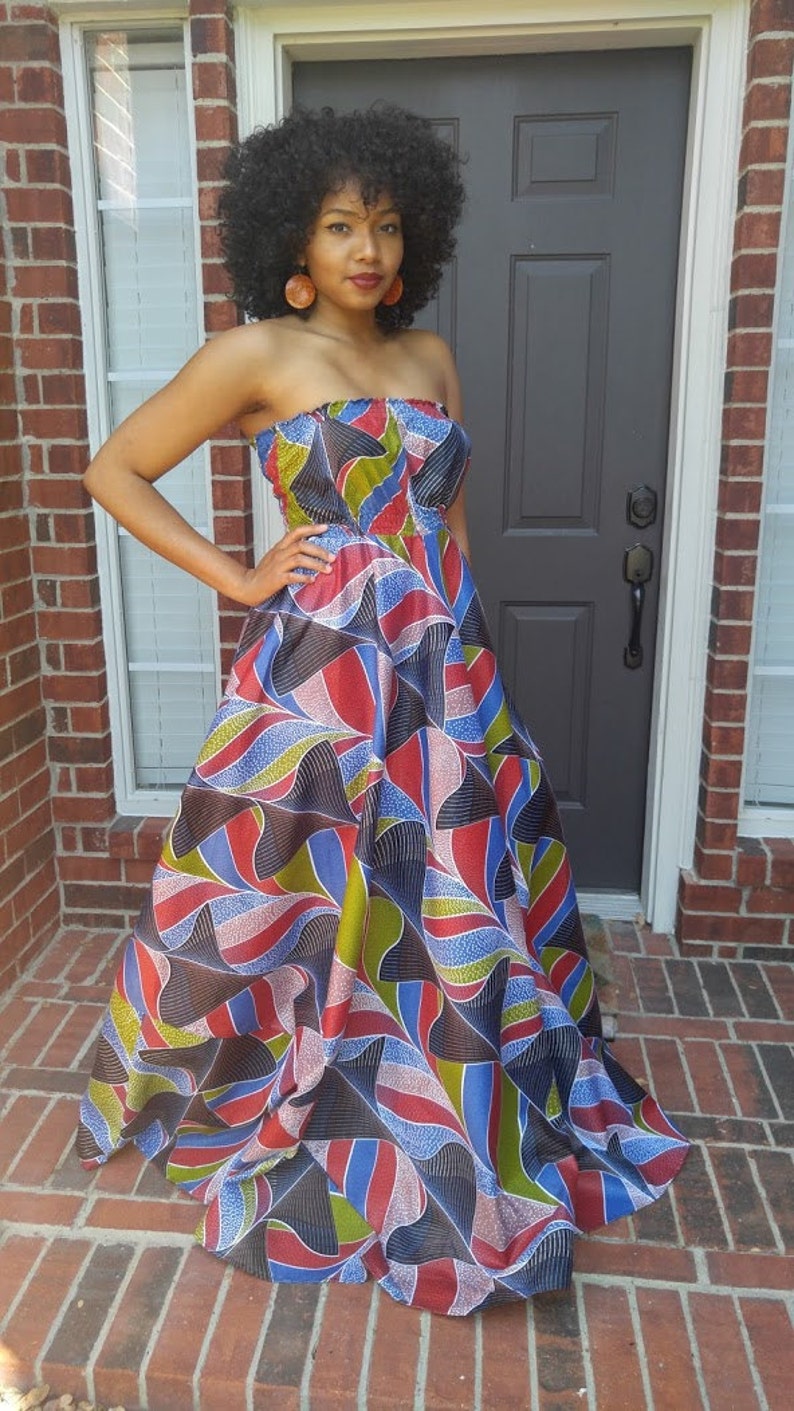 strapless african print dress