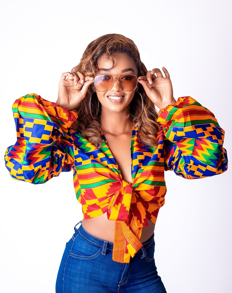 African Print Off Top Cropped African Kente Print Top Women Clothing Ankara Top Tops for Women African Clothing