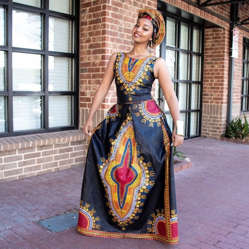 Pink Green African Maxi Dress, Ankara Dashiki Dress, African Print Floor  Length Dress, Sorority Party Dress, Cotton Festival Dress - Etsy