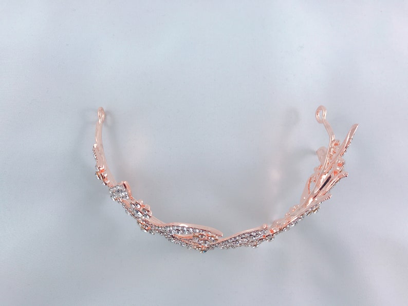 Rose Gold Crystal Leaves Vine Tiara