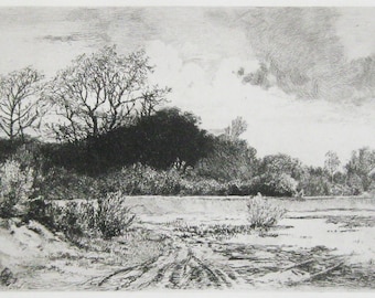 Carl Ernst Morgenstern  - "Selesian Landscape" - Original Etching (Signature Stamp) - 1983
