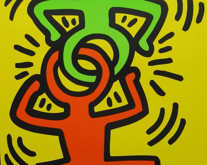 Keith Haring - "Head Stand 1988" - Original Offset Lithograph Exhibition Poster - 1998