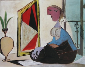 Pablo Picasso - "Woman in the Mirror" - Colour Offset lithograph - 1989