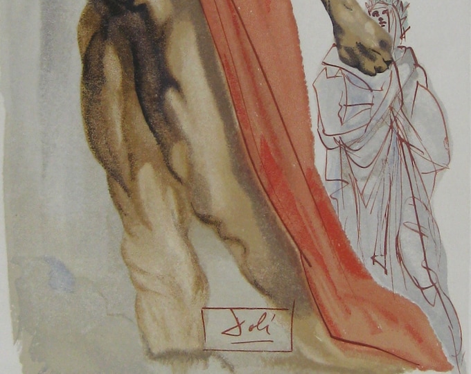 Salvador Dali - "Virgil's Admonishment" -  Woodblock engraving - 1960 - Print Signed