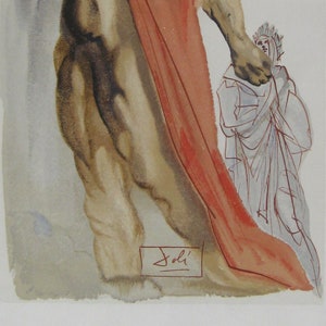 Salvador Dali - &quot;Virgil&#39;s Admonishment&quot; -  Woodblock engraving - 1960 - Print Signed