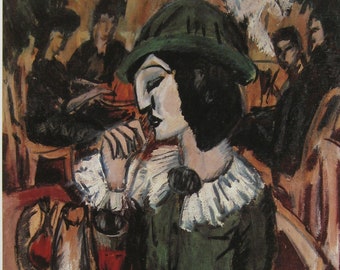 Ernst Ludwig Kirchner - "The Green Lady in the Garden Cafe" - Colour Offset Lithograph - 1989