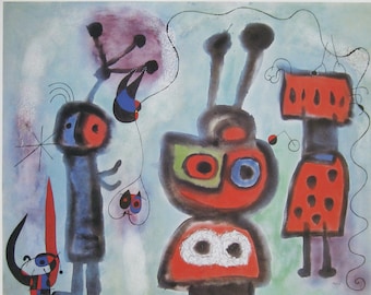 Joan Miro - "The Bird with the Calm Gaze with Flaming Wings" - Colour Offset lithograph - 1988