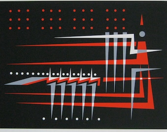YVES LALOY - "Composition" - Hand signed Screenprint, 1969