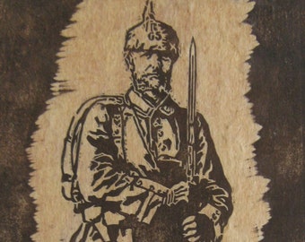 Alwis Rossbach - "Soldier" - Hand Signed Woodcut on Felt, 1915