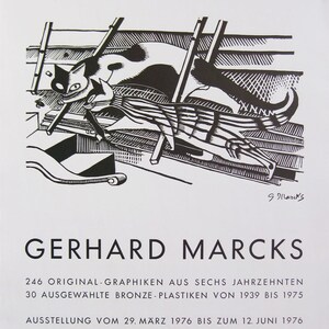 Gerhard Marcks - "Cats" - Original Lithgraph Exhibition Poster, 1976