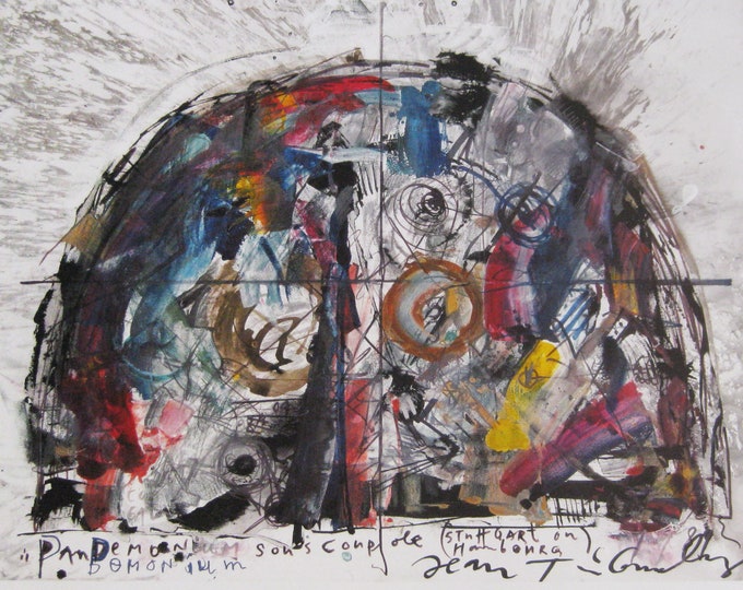 Jean Tinguely - "Pandemonium under dome" - Original Colour Lithograph - 1980