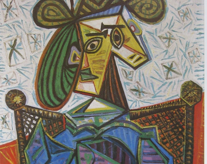 Pablo Picasso - "Woman Sitting In An Armchair" - Colour Offset lithograph - 1986