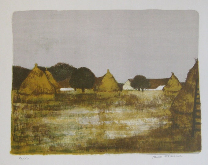 Andre Minaux - "Farm" - Hand Signed Colour Lithograph - 1950's (S/N - XI/XV)