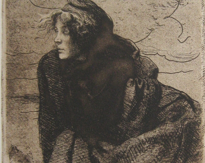 Paul-Albert Besnard - "Melancholy" - Original Etching - 1888