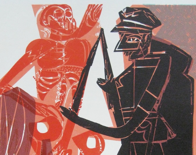 HAB Grieshaber - "The Blood Bailiff" - Original Colour Woodcut, 1966