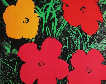 Andy Warhol - « Flowers » - Grande lithographie offset couleur, 1993