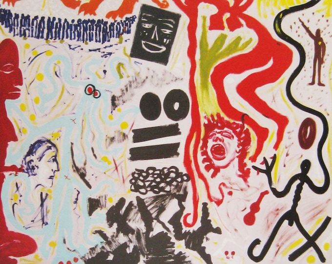 A.R. Penck - "Composition" - XL Colour Offset Lithograph, 1989