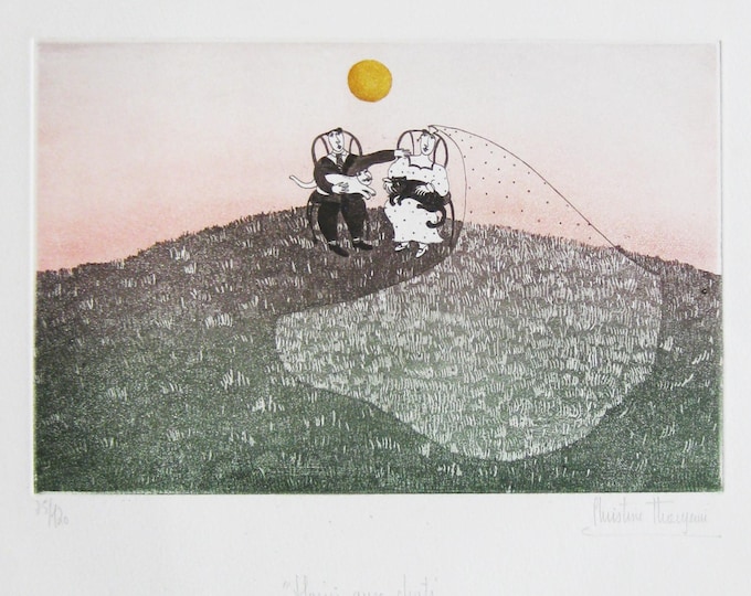 Christine Thouzeau - 'Haries Aux Chats' - Hand Signed Etching (S/N - 25/120)