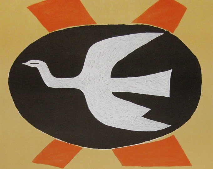 Georges Braque - "L oiseau de feu" - Colour Offset Lithograph Exhitbition Poster - 1979