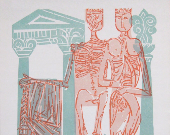 HAB Grieshaber - "The Usurer" - Original Colour Woodcut, 1966 (Ref: Fürst 66/8)