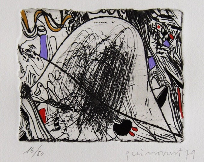 Josep Guinovart  - Hand colored Etching - Handsigned, 1979