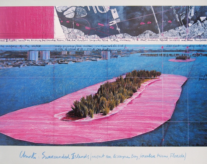 Christo - "Surrounded Islands"  - Large Colour Offset Litograph, 1991