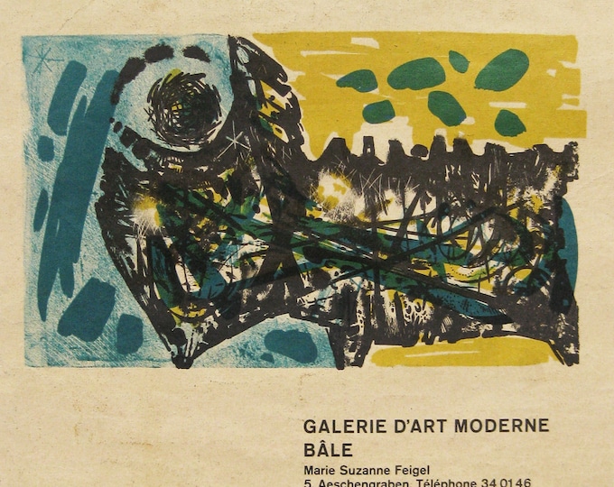 René Charles Acht - "Galerie D'arte Moderne Bale" - Original Colour Lithograph Exhibition Poster - 1957
