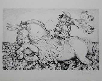 Raffaele de Rosa - "Knight" - Hand signed Lithograph