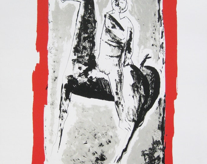 Marino Marini - "Cavaliere" - Colour Screen Print - 1989