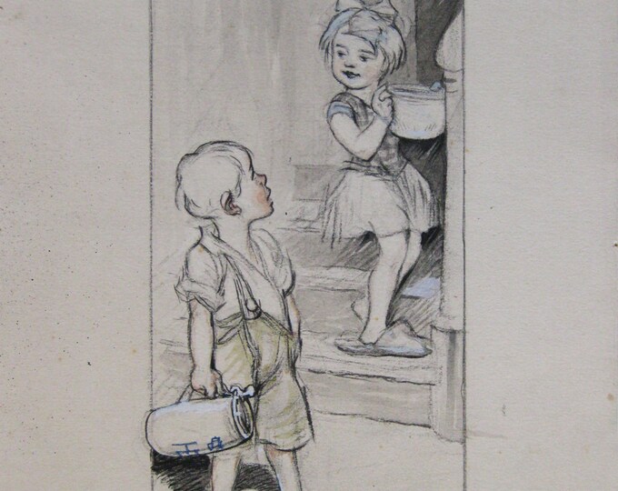 Hans Rudolf Pfeiffer - "Milk Home Delivery" - Original Drawing - 1928
