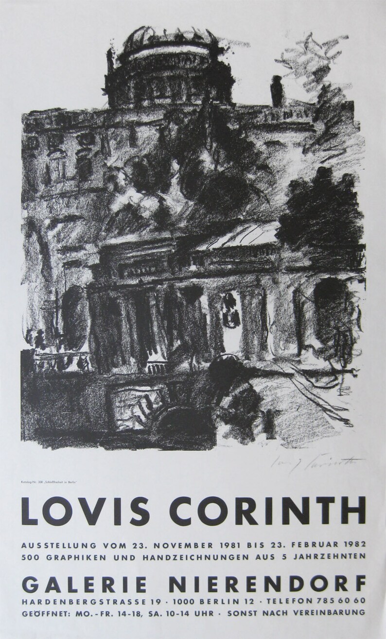 LOVIS CORINTH 1968 Galerie Nierendorf Original Lithograph Poster