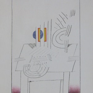 Saul Steinberg - &quot;Ilustración III&quot; - Litografía offset de edición limitada publicada por la Galería Maeght - 1983