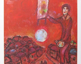 Marc chagall -  "Le chevalet" - Limited Edition Print - Mourlot, DLM 225 - 1977
