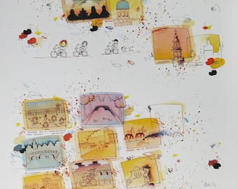 Wilhelm Schlote  - "Amsterdam"  - Hand signed Color offset Lithograph