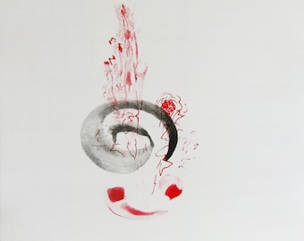 Fujio Akai - "Year Cicle - July " - Lithograph - Handsigned, 1990