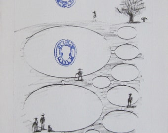 Saul Steinberg - "Illustration VIII" - Limited edition Offset Lithograph published by Galerie Maeght - 1983