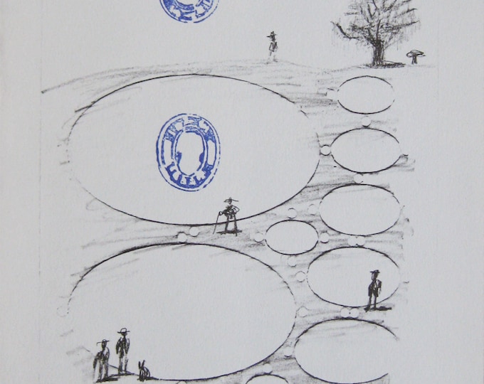 Saul Steinberg - "Illustration VIII" - Limited edition Offset Lithograph published by Galerie Maeght - 1983