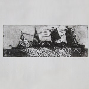 Anton Friedel - &quot;Ship&quot; - Hand Signed Etching (S/N - 1/10)