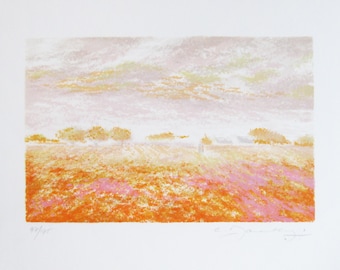 Claude Manoukian  - "Impressions Orange" - Handsigned Lithograph