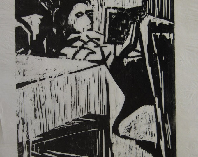 Wolff Buchholz - "Reading" - Handsigned Woodcut, 1958 (S/N - II/V)