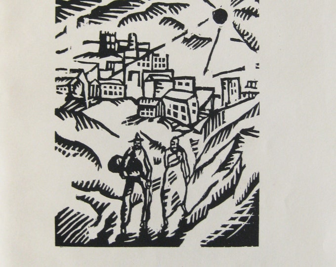 Wilhelm Plünnecke - "Travelers" - Original Woodcut - 1919