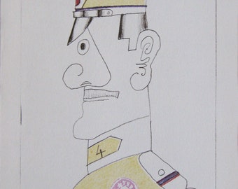 Saul Steinberg - "Illustration V" - Limited edition Offset Lithograph published by Galerie Maeght - 1983