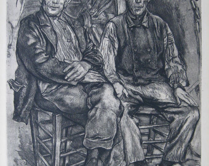CEES BOLDING - "Two Veluwe Farmers" - Hand signed Etching - ca. 1945 (S/N - 19/25)