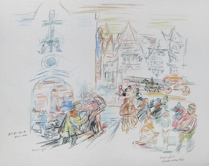 Oskar Kokoschka -  'In the Emperor's Crypt' - Colour Lithograph, 1976