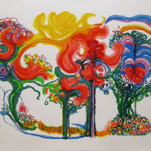 R.J. CHRISTENSEN - "Fire Stars" - Large Hand signed Lithograph - 1980