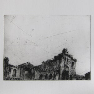 Unknown Artist - &quot;View on Town&quot; - Original Etching