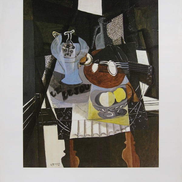 George Braque - « Nature morte » - Lithographie couleur offset - 1986