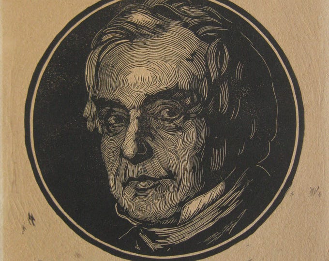 Alwis Rossbach - "Wittgenstein" - Handsigned Hand Signed Woodcut, 1920