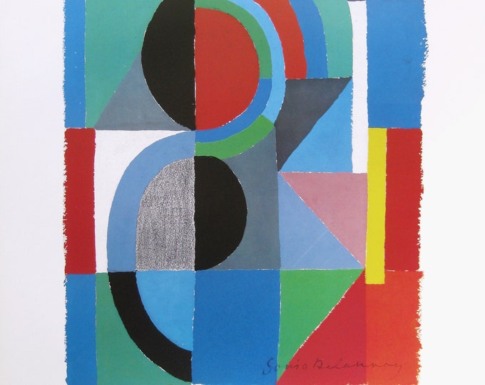 Sonia Delaunay - "Quarter" - Colour Offset lithograph Poster - 1989